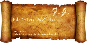 Fórizs Júlia névjegykártya