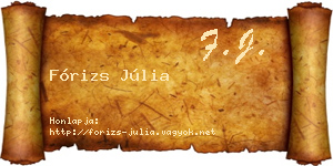 Fórizs Júlia névjegykártya